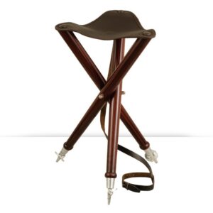 Banqueta Madera Y Piel - 3 Patas - Acero